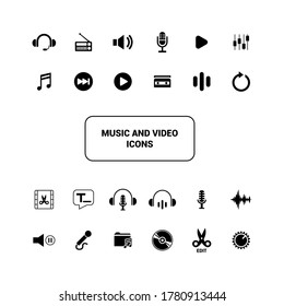 Imagen vectorial. Iconos de edición de vídeo.