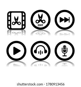 Vector image. Video editing icons.