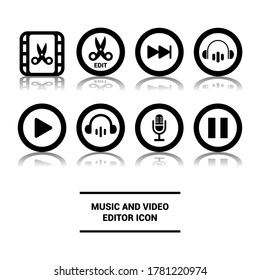 Vector image. Video editing icons.