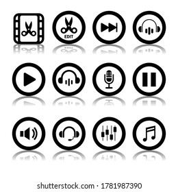 Vector image. Video editing icons.