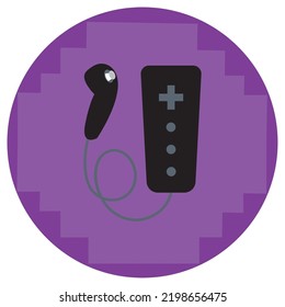vector image. video game icons with purple background.