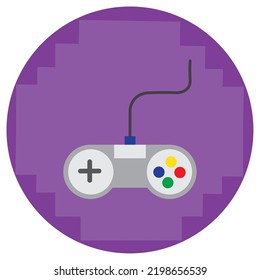 Vektorbild. Videospielsymbole mit violettem Hintergrund.
