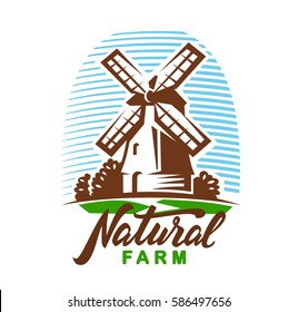 vector image of village agriculture windmill emblem