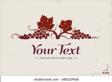 Vector image of a vine with bunches of grapes. Logo template.