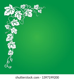 Vector image of a vine with leaves against a green background, which are well suited for presentations, backgrounds, illustrations.