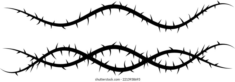 Vector Image Of A Vine With Thorns. Barbed Wire.