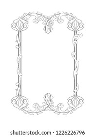 Vector image. Vintage baroque frame. Acanthus foliage swirl decorative design element. Scroll ornament engraving border floral. retro pattern antique style.