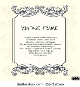 Vector image. Vintage baroque frame. Acanthus foliage swirl decorative design element. Scroll ornament engraving border floral. retro pattern antique style.