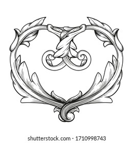 Vector image. Vintage baroque frame. Acanthus foliage swirl decorative design element. Scroll ornament engraving border floral. retro pattern antique style.