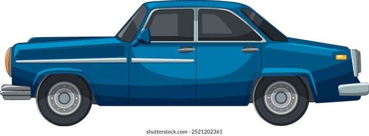 Vector image of a vintage blue car