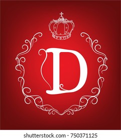 vector image, vintage frame, letter, crown