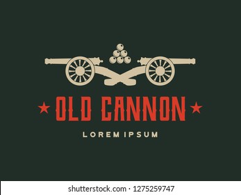 Vector image of a vintage gun. Vector retro cannon
