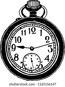 Vector image of a vintage pocket watch