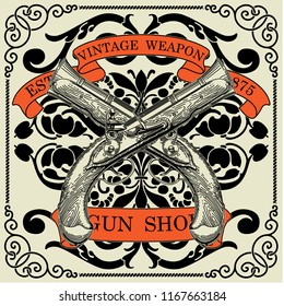 The vector image of Vintage weapon shop emblem

