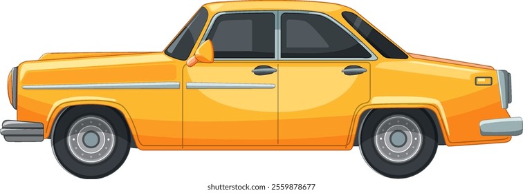 Vector image of a vintage yellow car