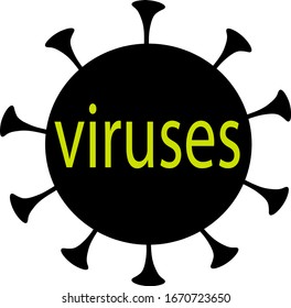 Vector image of a virus using two colors black and yellow. Logo. Emblem. Conceptual image using text.