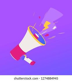vector image of voice horn with lightning and line elements