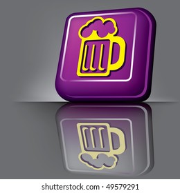 vector image volumetric computer button with the symbol of beer