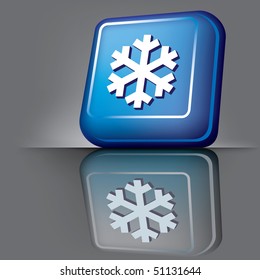 vector image volumetric computer button with the symbol of snowflake