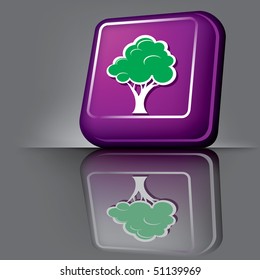vector image volumetric computer button with the symbol of  tree