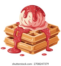 Vector Imagen waffle helado de fresa aislado sobre fondo blanco