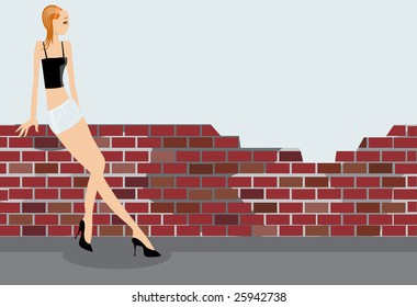 vector image of waiting girl