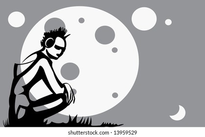 vector image of waiting teenager