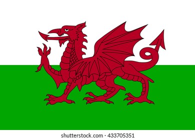 Flag Wales Uk Red Dragon On Stock Vector (Royalty Free) 143585149 ...