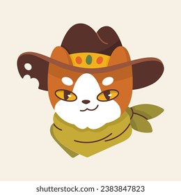 Vector image of a wanted bandit cat. Children's colorful illustration on the theme of the Wild West. Cowboy cat for poster and print.