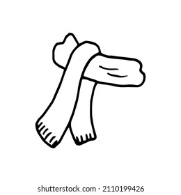 Imagen vectorial de una bufanda caliente. Sobre un fondo transparente. Dibujado a mano.