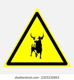 Vector Image Of Warning Sign Caution Cattle