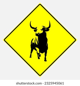 Vector Image Of Warning Sign Caution Cattle