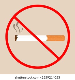 Vector image of warning that it is forbidden to light cigarettes