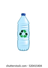 Vector image of a water bottle with a recycling symbol