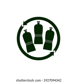Imagen vectorial de botellas de agua con símbolo de reciclado