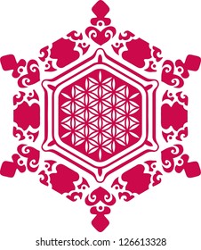 Vector image / Water crystal "Love" with Flower of life / Masaru Emoto