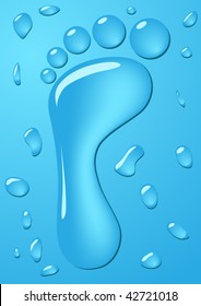 Vector image of water footstep