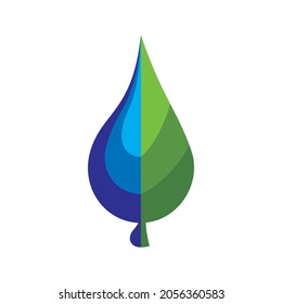 vector image of water and leaves that blend together symbolizes water and plants that cannot be separated and need each other. can be used for institution logos, company logos, agricultural logos etc