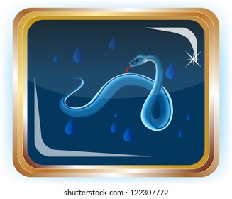 Vector image of a water snake on the eastern calendar