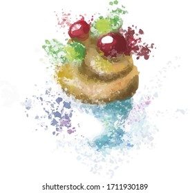 Vector image watercolor illustration of a cake
