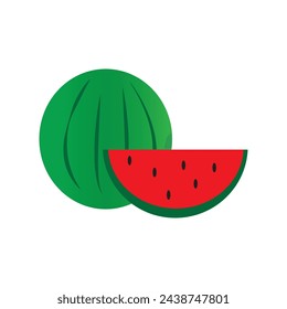 Vector image of watermelon fruit is fresh, sweet and delicious in taste