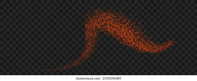Vector image with a wave of gold shimmering confetti and stardust. The background is decorated with magical gold sparkles on a dark background, creating an effect of luxury and festive glow.