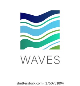 Vector image of waves enclosed in a square shape. Abstract logo, icon, sign of the sea, ocean, waves. Trend identity for a successful business.