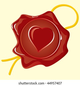 vector image wax seal with the heart of Valentine's Day