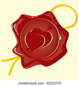 vector image wax seal with the heart of Valentine's Day