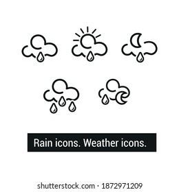 Vector image. Weather icons. Cloud and storm icons.