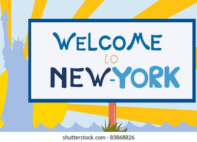vector image of welcome signboard to New-York