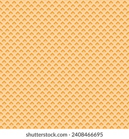 Vector image of the well baked yellow waffle background with the square patterns.