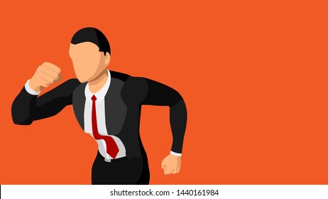 Vector image of a well-dressed male running close-up. blank background. Eps10 file