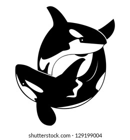 Vector image of a whale on white background